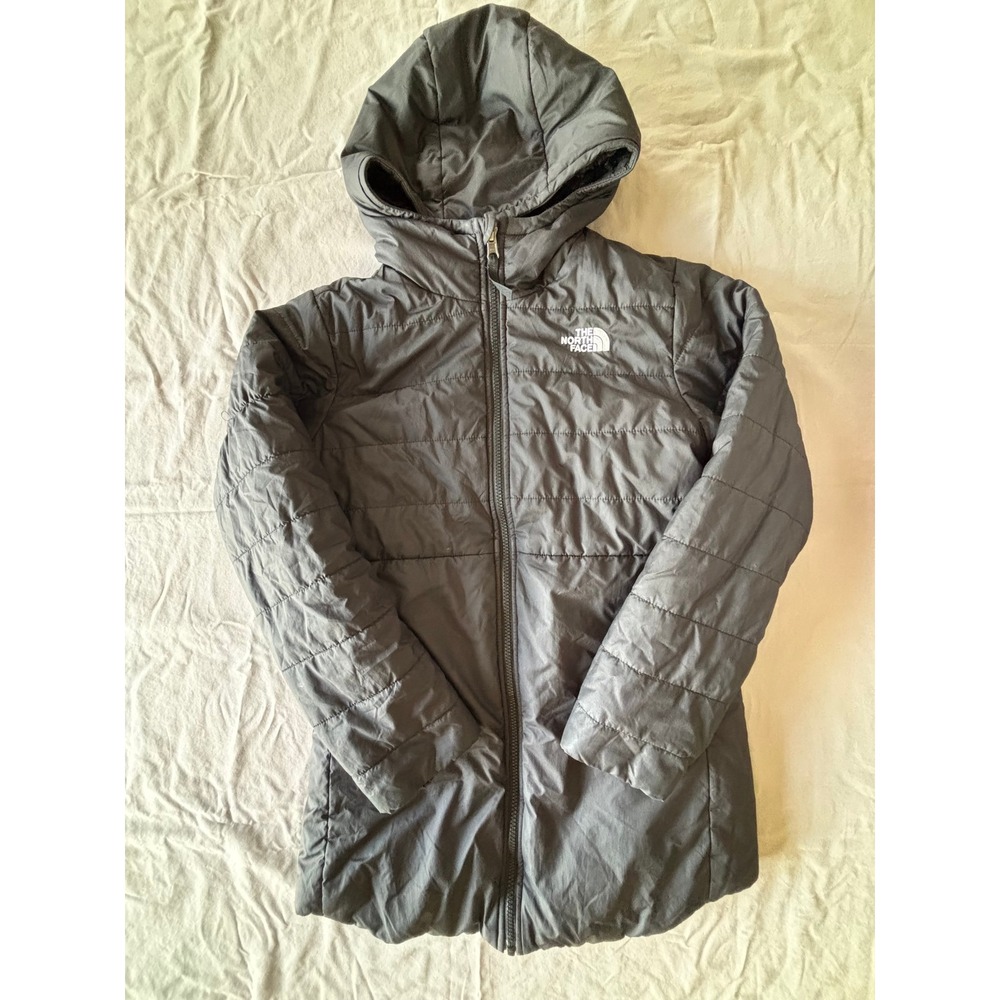 The North Face Black Hooded Puffer Jacket Quilted Full Zip Lightweight Coat